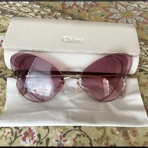 Chloe semi-rimless metal butterfly sunglasses pink